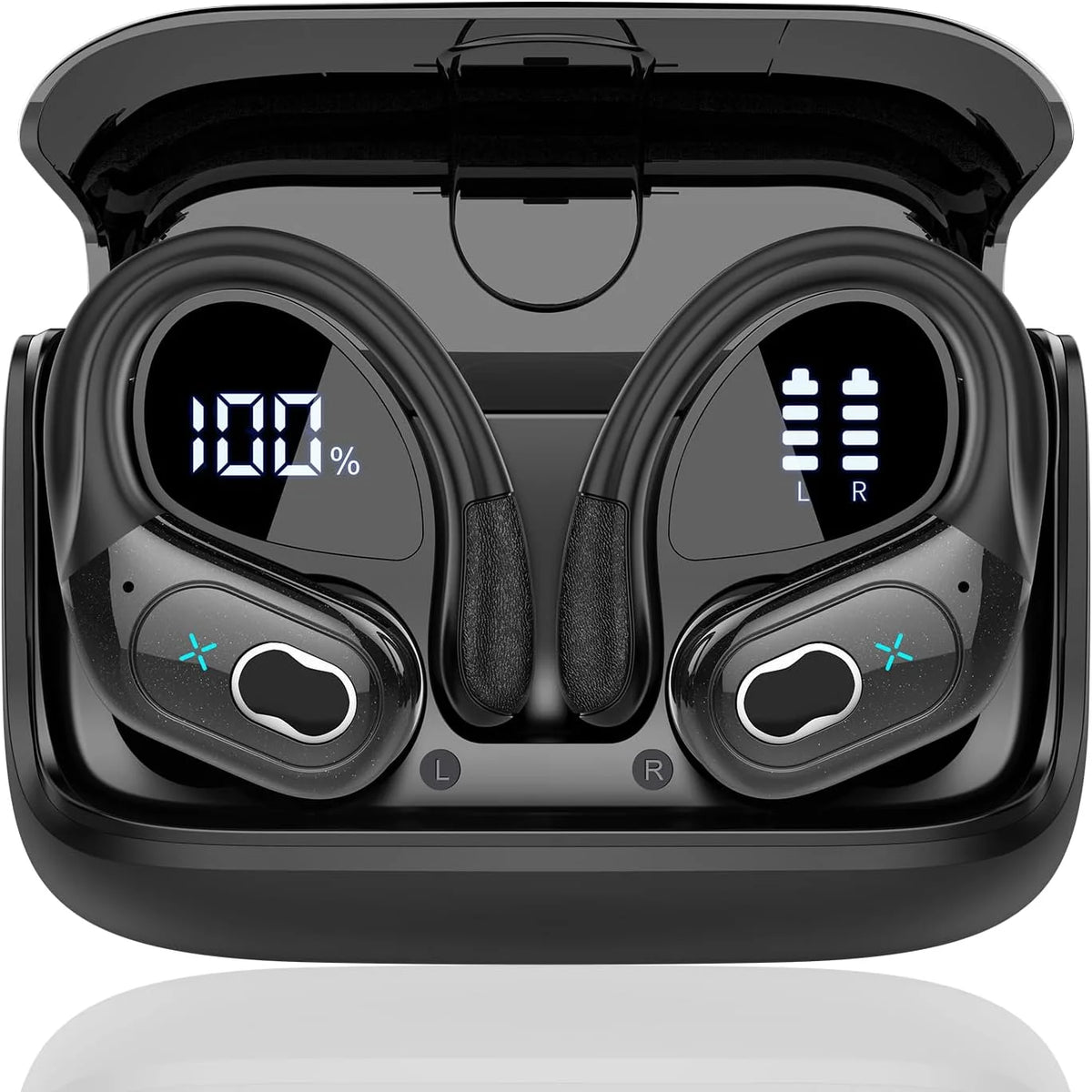 Wireless Earbuds 5.4 Bluetooth Headphones Sports Ear Buds with Earhooks 75H Playtime Wireless Headphones for Workout Waterproof