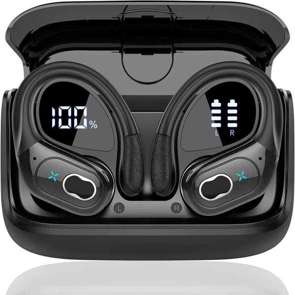 Wireless Earbuds 5.4 Bluetooth Headphones Sports Ear Buds with Earhooks 75H Playtime Wireless Headphones for Workout Waterproof